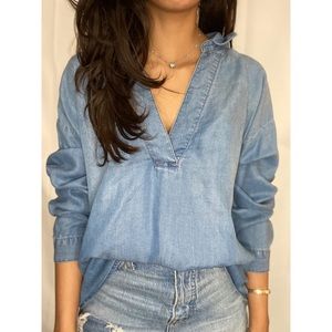 Chambray styled modern blouse! Brand New!!